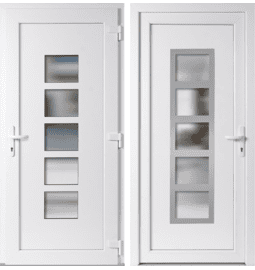 Plastové vchodové dveře INOX Lucy, otevírání dovnitř – skladem, ihned k dodání - Vchodové plastové dveře Lucy + INOX orámování, bílá / bílá, pravé, otevírání dovnitř, 105x205 cm - 3670105205