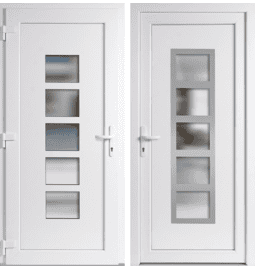 Plastové vchodové dveře INOX Lucy, otevírání dovnitř – skladem, ihned k dodání - Vchodové plastové dveře Lucy + INOX orámování, bílá / bílá, levé, otevírání dovnitř, 110x210 cm - 3673110210