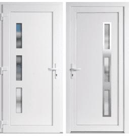 Plastové vchodové dveře INOX Julie, otevírání dovnitř – skladem, ihned k dodání - Vchodové plastové dveře Julie + INOX orámování, bílá / bílá, levé, otevírání dovnitř, 110x210 cm - 3793110210