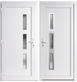 Plastové vchodové dveře INOX Venus, otevírání dovnitř – skladem, ihned k dodání - Vchodové plastové dveře Venus + INOX orámování, bílá / bílá, levé, otevírání dovnitř, 100x210 cm - 3901100210
