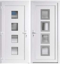 Plastové vchodové dveře INOX 010, otevírání dovnitř – skladem, ihned k dodání - Vchodové plastové dveře 010 + INOX orámování, bílá / bílá, levé, otevírání dovnitř, 98x198 cm - 401598198