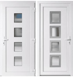 Plastové vchodové dveře INOX 010, otevírání dovnitř – skladem, ihned k dodání - Vchodové plastové dveře 010 + INOX orámování, bílá / bílá, pravé, otevírání dovnitř, 98x198 cm - 401898198