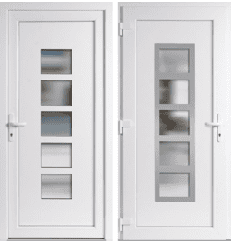 Plastové vchodové dveře INOX Lucy, otevírání ven – skladem, ihned k dodání - Vchodové plastové dveře Lucy + INOX orámování, bílá / bílá, levé, otevírání ven, 100x210 cm - 5002100210