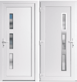 Plastové vchodové dveře INOX Venus, otevírání ven – skladem, ihned k dodání - Vchodové plastové dveře Venus + INOX orámování, bílá / bílá, levé, otevírání ven, 105x205 cm - 5257105205